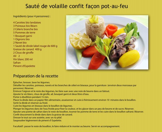 recette cg64 un plus bio sauté dinde pot au feu